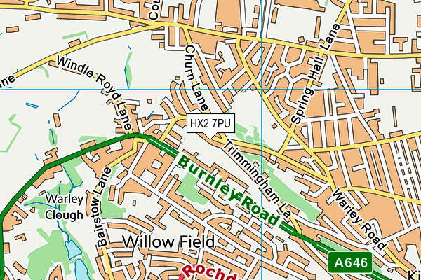 HX2 7PU map - OS VectorMap District (Ordnance Survey)