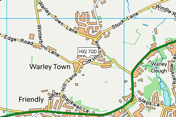 Warley Cricket Club map (HX2 7QD) - OS VectorMap District (Ordnance Survey)