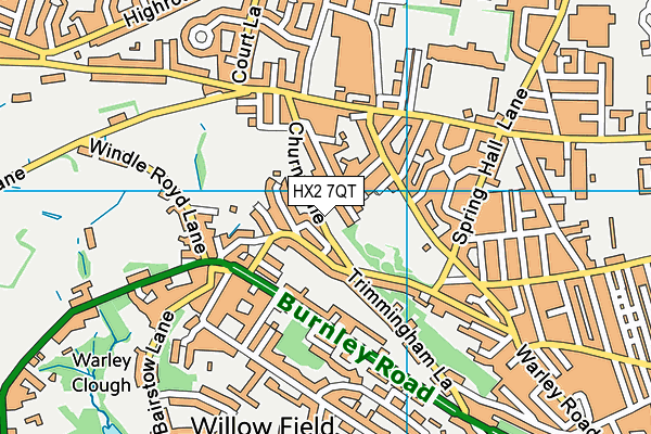 HX2 7QT map - OS VectorMap District (Ordnance Survey)