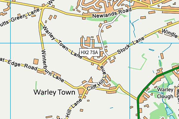 Warley Town Recreation Ground map (HX2 7SA) - OS VectorMap District (Ordnance Survey)