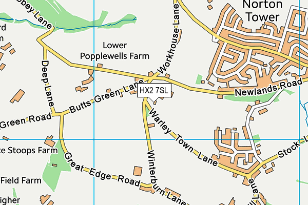 Halifax Vandals Rugby Union Club map (HX2 7SL) - OS VectorMap District (Ordnance Survey)