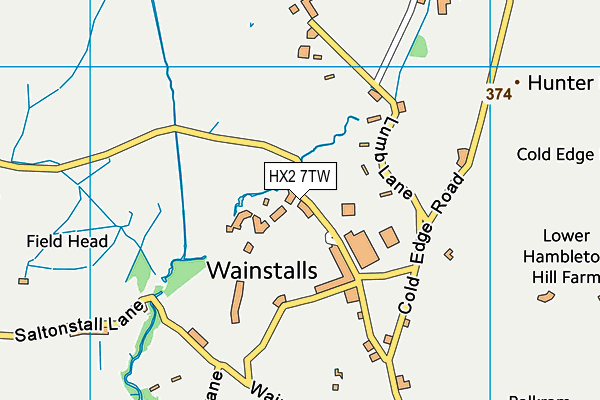 HX2 7TW map - OS VectorMap District (Ordnance Survey)