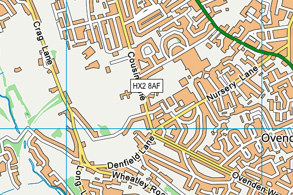 HX2 8AF map - OS VectorMap District (Ordnance Survey)