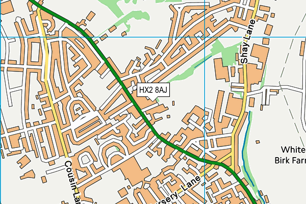 HX2 8AJ map - OS VectorMap District (Ordnance Survey)