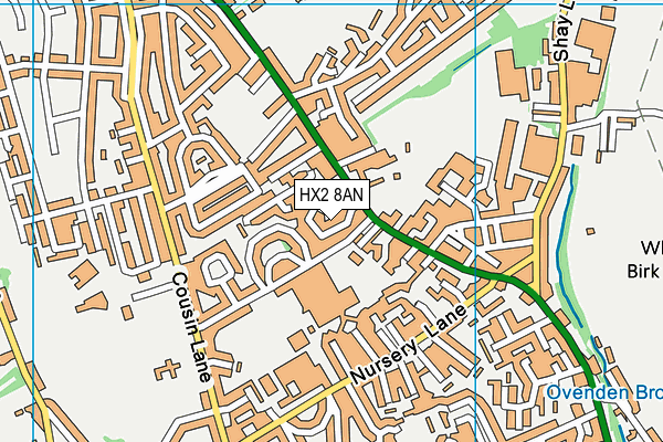 HX2 8AN map - OS VectorMap District (Ordnance Survey)