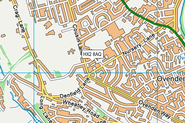 HX2 8AQ map - OS VectorMap District (Ordnance Survey)