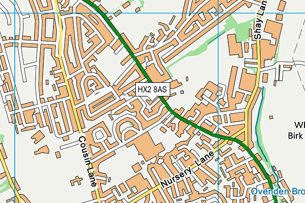 HX2 8AS map - OS VectorMap District (Ordnance Survey)