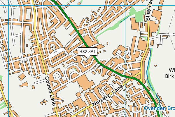 HX2 8AT map - OS VectorMap District (Ordnance Survey)