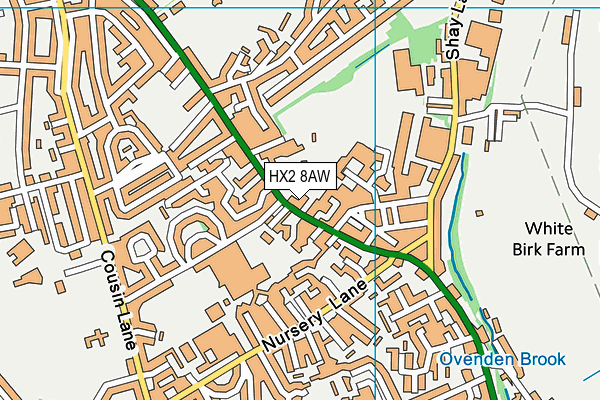 HX2 8AW map - OS VectorMap District (Ordnance Survey)