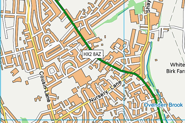 HX2 8AZ map - OS VectorMap District (Ordnance Survey)