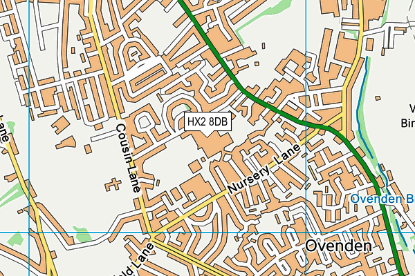 HX2 8DB map - OS VectorMap District (Ordnance Survey)