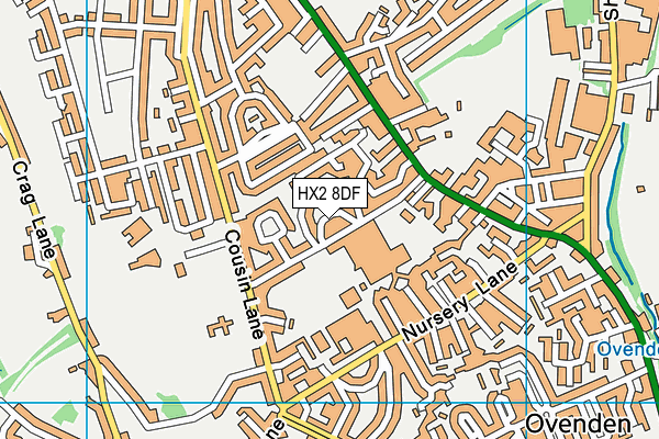 HX2 8DF map - OS VectorMap District (Ordnance Survey)