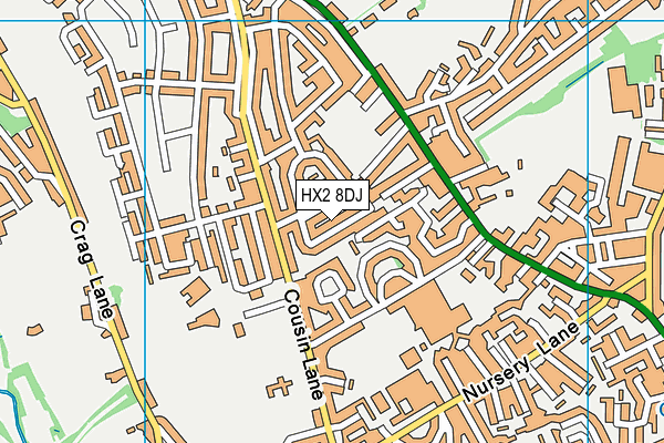 HX2 8DJ map - OS VectorMap District (Ordnance Survey)