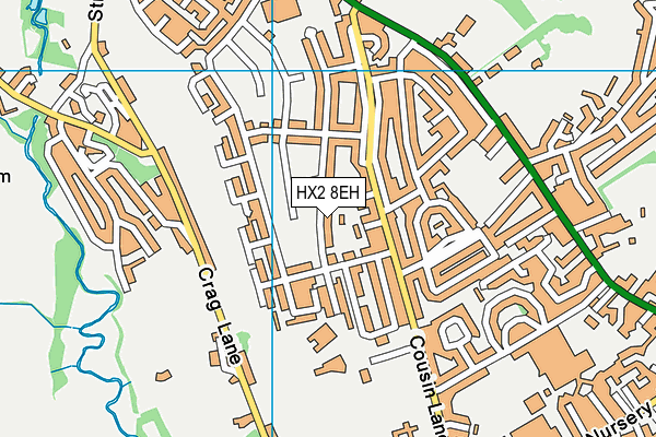 HX2 8EH map - OS VectorMap District (Ordnance Survey)