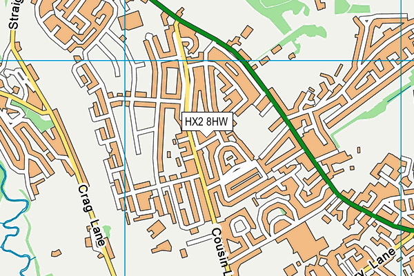HX2 8HW map - OS VectorMap District (Ordnance Survey)