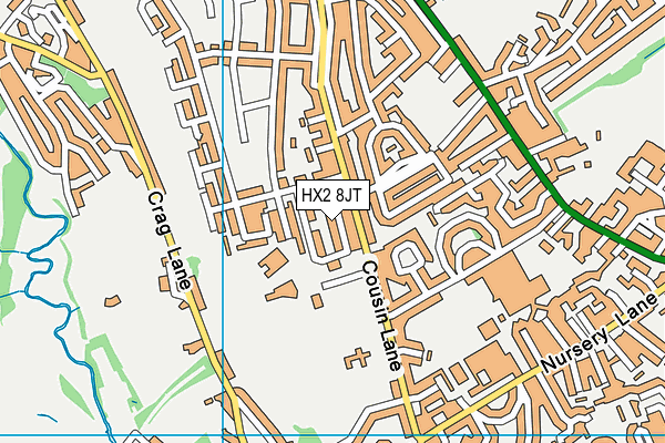 HX2 8JT map - OS VectorMap District (Ordnance Survey)