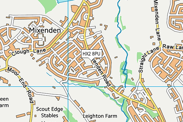 HX2 8PU map - OS VectorMap District (Ordnance Survey)