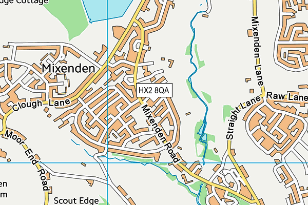 HX2 8QA map - OS VectorMap District (Ordnance Survey)