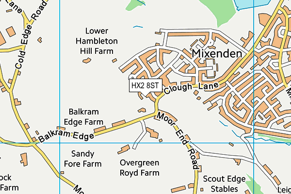HX2 8ST map - OS VectorMap District (Ordnance Survey)