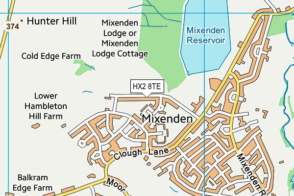 HX2 8TE map - OS VectorMap District (Ordnance Survey)