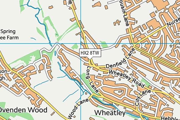 HX2 8TW map - OS VectorMap District (Ordnance Survey)