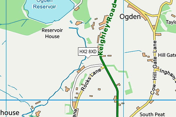 HX2 8XD map - OS VectorMap District (Ordnance Survey)