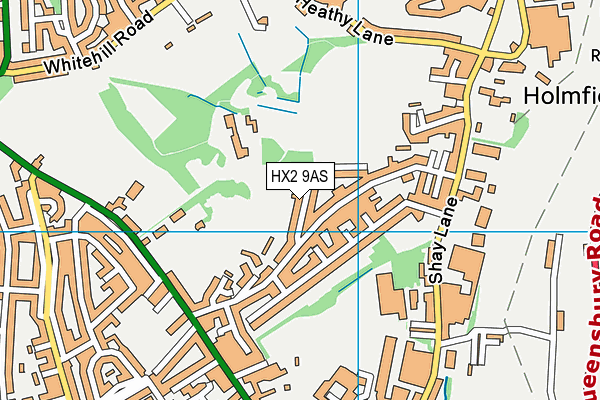 HX2 9AS map - OS VectorMap District (Ordnance Survey)
