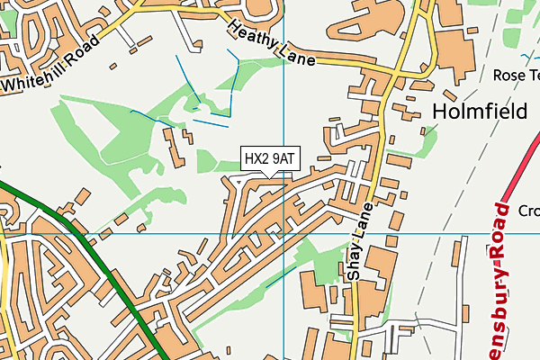 HX2 9AT map - OS VectorMap District (Ordnance Survey)