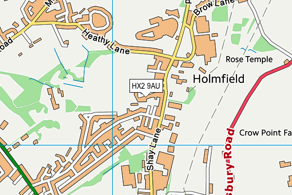 HX2 9AU map - OS VectorMap District (Ordnance Survey)