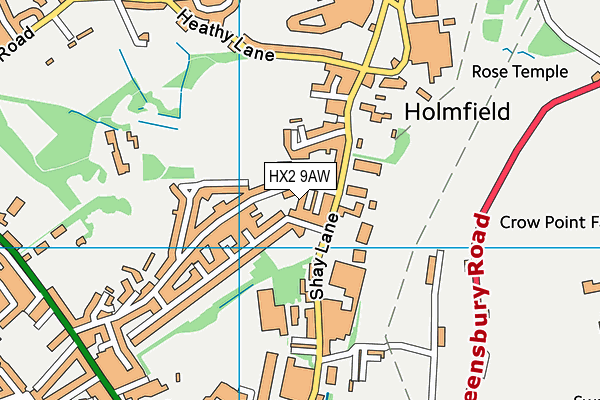 HX2 9AW map - OS VectorMap District (Ordnance Survey)