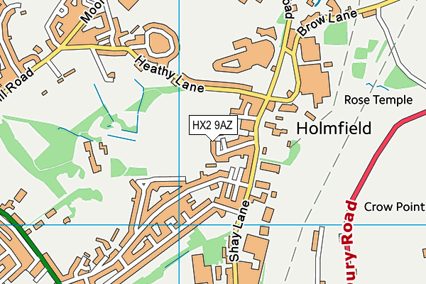 HX2 9AZ map - OS VectorMap District (Ordnance Survey)