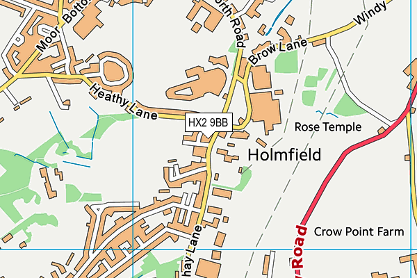 Holmfield Recreation Ground map (HX2 9BB) - OS VectorMap District (Ordnance Survey)
