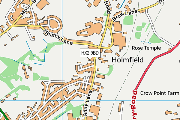 HX2 9BD map - OS VectorMap District (Ordnance Survey)