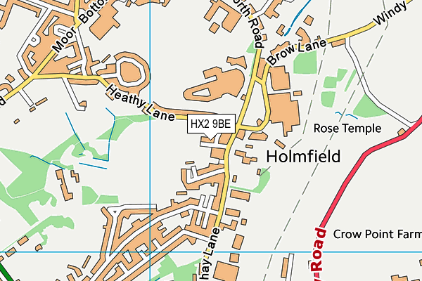 HX2 9BE map - OS VectorMap District (Ordnance Survey)
