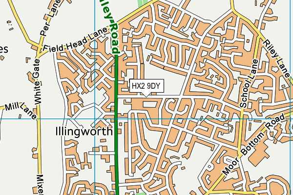 Natty Lane Playing Fields map (HX2 9DY) - OS VectorMap District (Ordnance Survey)