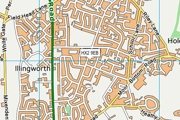HX2 9EB map - OS VectorMap District (Ordnance Survey)