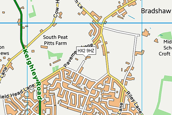 HX2 9HZ map - OS VectorMap District (Ordnance Survey)