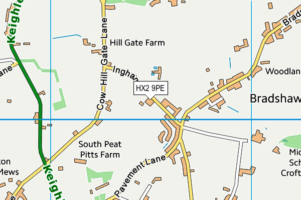HX2 9PE map - OS VectorMap District (Ordnance Survey)