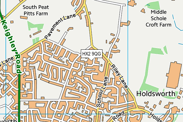 HX2 9QG map - OS VectorMap District (Ordnance Survey)