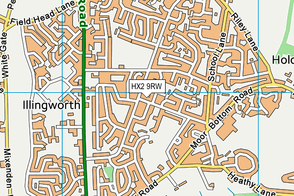 HX2 9RW map - OS VectorMap District (Ordnance Survey)