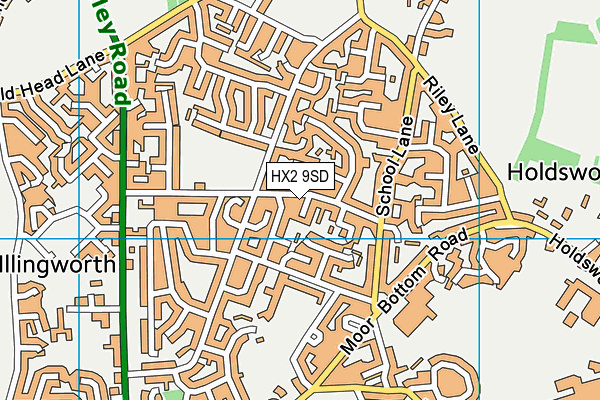 HX2 9SD map - OS VectorMap District (Ordnance Survey)