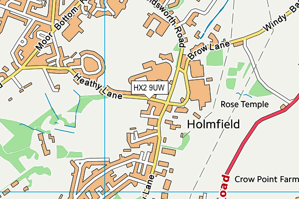 HX2 9UW map - OS VectorMap District (Ordnance Survey)