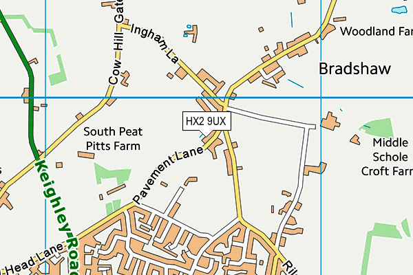 HX2 9UX map - OS VectorMap District (Ordnance Survey)