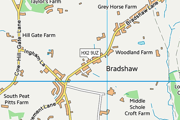 Bradshaw Recreation Ground (Closed) map (HX2 9UZ) - OS VectorMap District (Ordnance Survey)