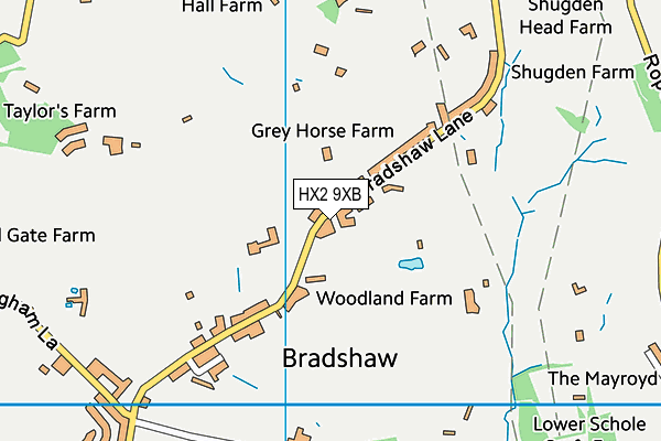 Bradshaw Cricket Club map (HX2 9XB) - OS VectorMap District (Ordnance Survey)