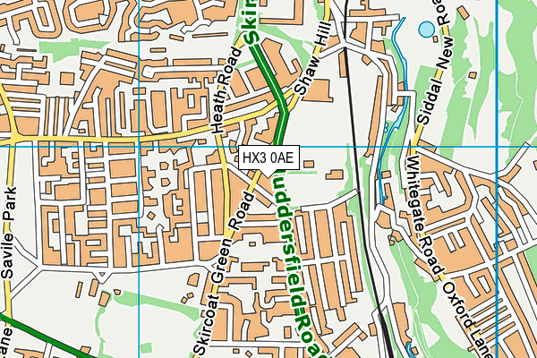 HX3 0AE map - OS VectorMap District (Ordnance Survey)
