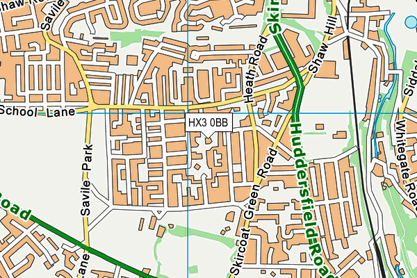 HX3 0BB map - OS VectorMap District (Ordnance Survey)
