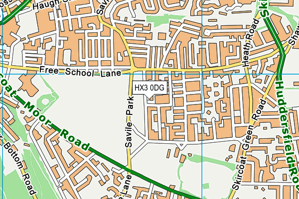 HX3 0DG map - OS VectorMap District (Ordnance Survey)