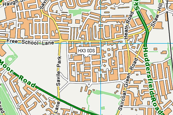 HX3 0DS map - OS VectorMap District (Ordnance Survey)