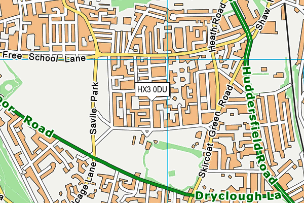 HX3 0DU map - OS VectorMap District (Ordnance Survey)